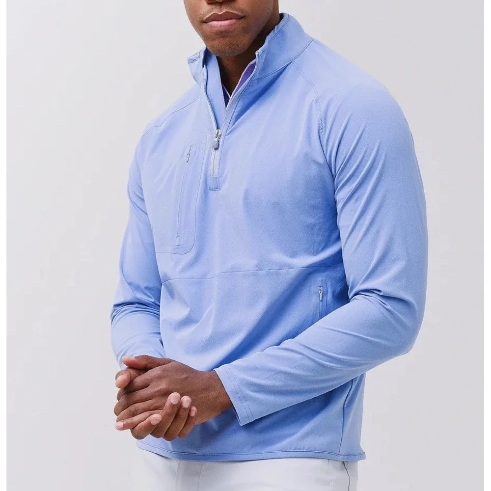Peter Millar Crown Crafted Men's M Blue Half Zip Flex Adapt Pullover Dormie Golf